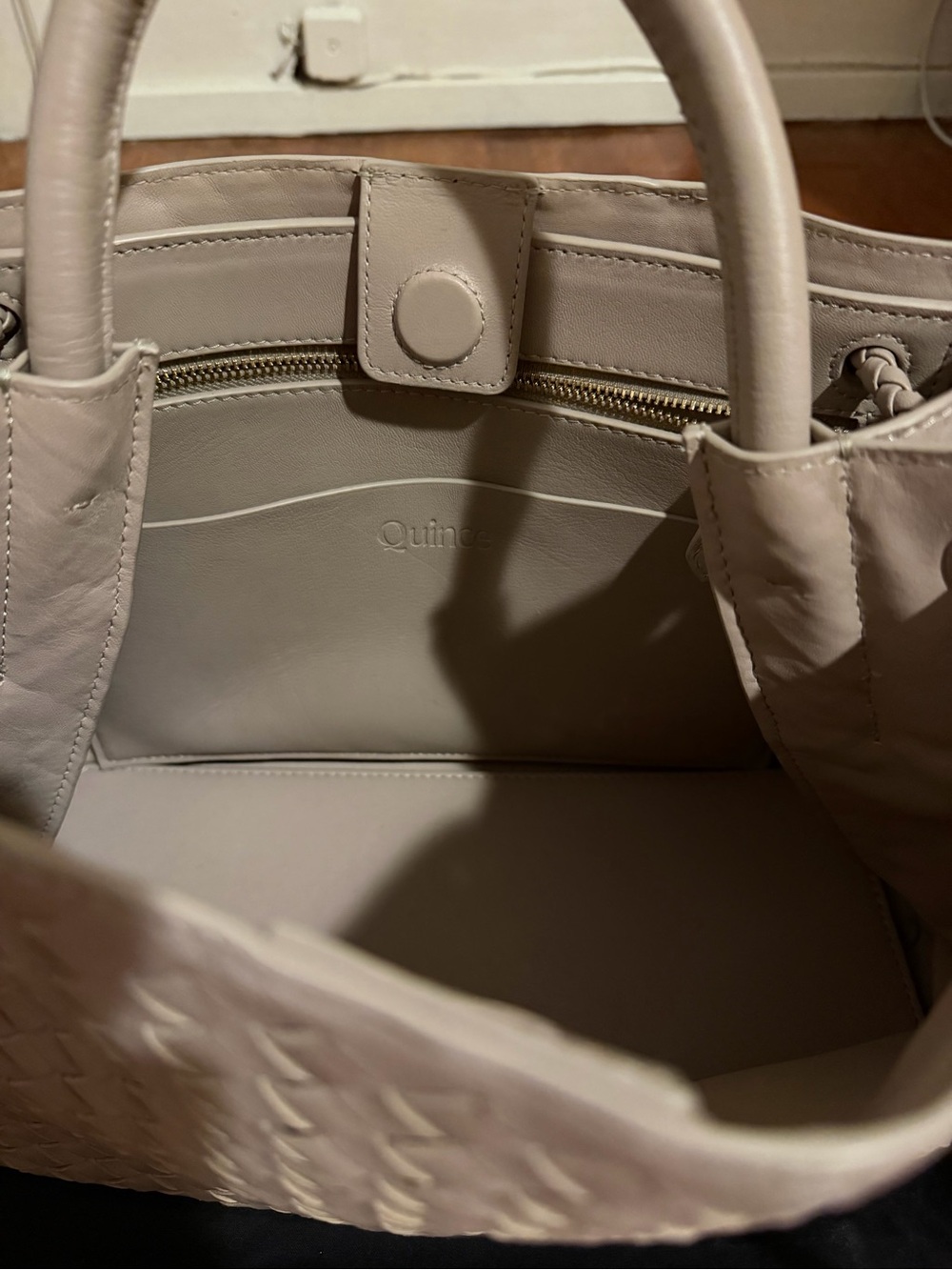Romy Handwoven Satchel -Taupe Leather Shoulder Bag - Picture 4 of 6